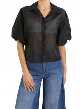 Camicia tinta unita con manica palloncino